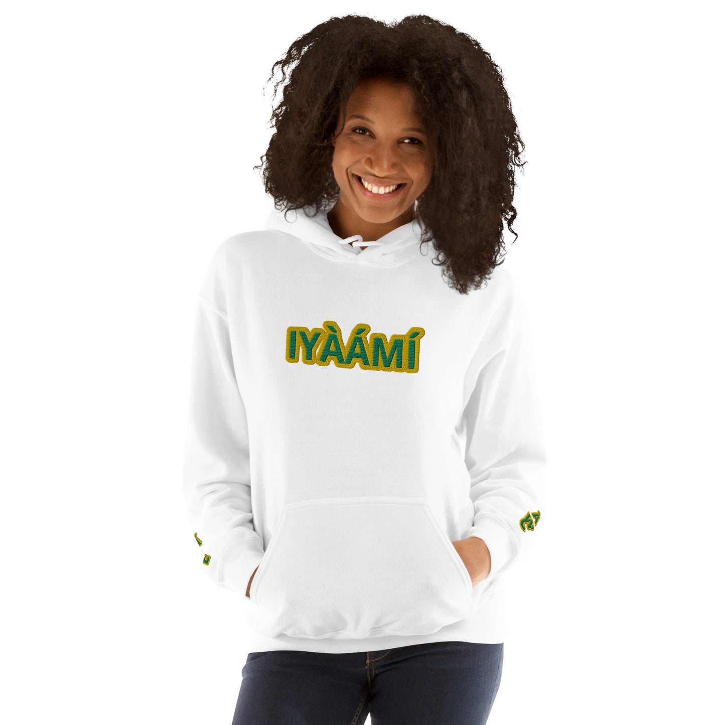 Egbe Iré ÀWO Logo Iyaami Ájé embroidered IFA Awo Lucumi Unisex Hoodie