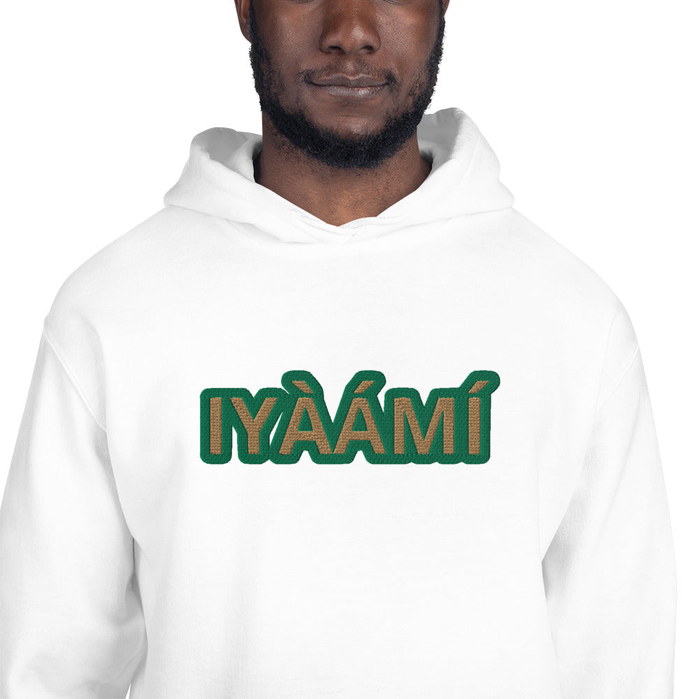 Egbe Iré ÀWO Logo Iyaami Ájé embroidered IFA Awo  Isese Reverse Hoodie