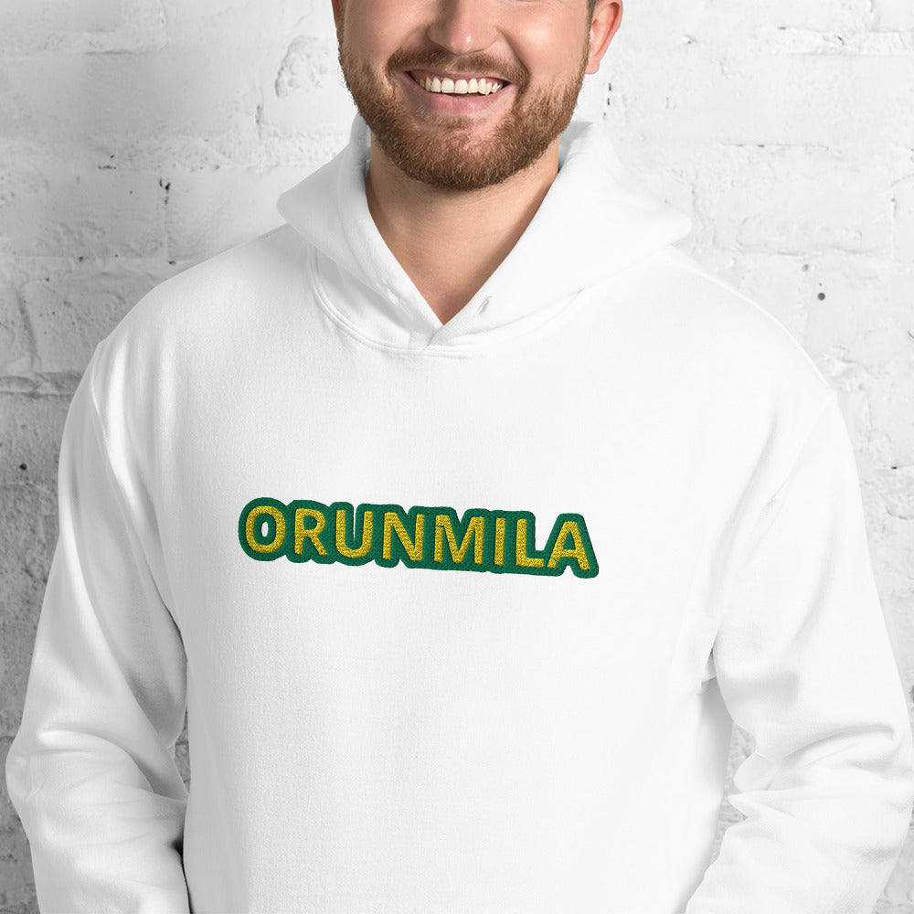 Egbe Iré ÀWO Logo Orunmila embroidered IFA Lucumi reversed Unisex Hoodie