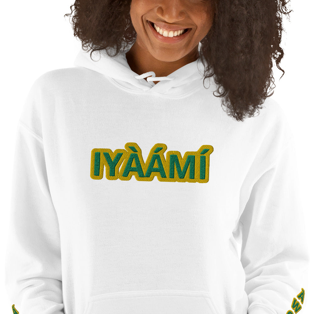 Egbe Iré ÀWO Logo Iyaami Ájé embroidered IFA Awo Lucumi Unisex Hoodie