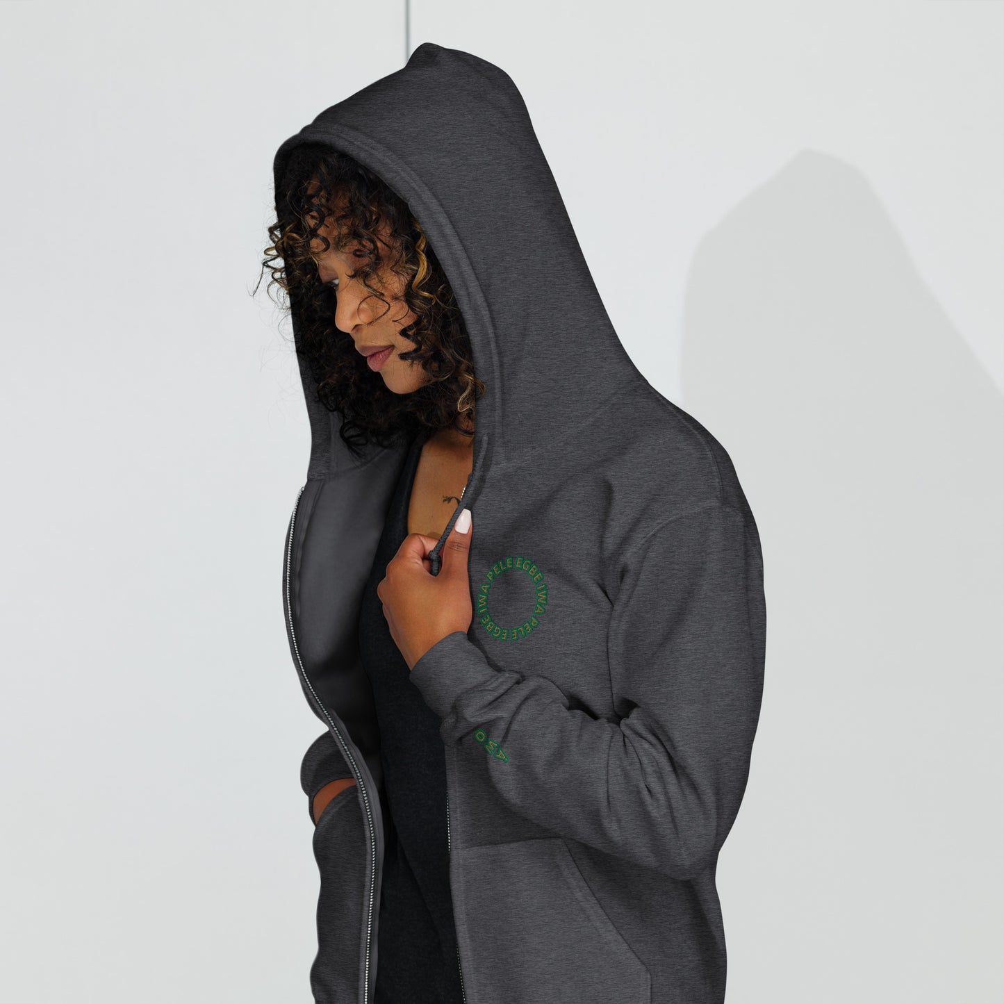 Egbe Iwa Pele ÀWO Isese reverse Unisex heavy blend zip hoodie