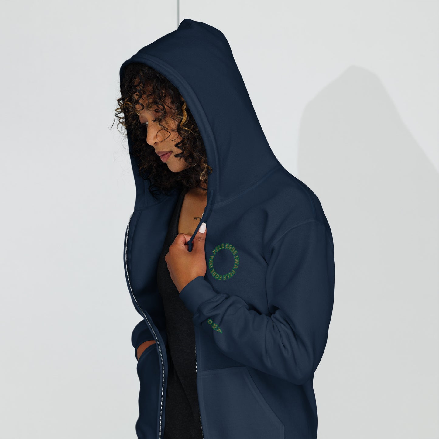 Egbe Iwa Pele ÀWO Isese reverse Unisex heavy blend zip hoodie