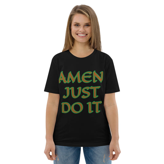 Just Do Amen Gold/Green Unisex organic cotton t-shirt