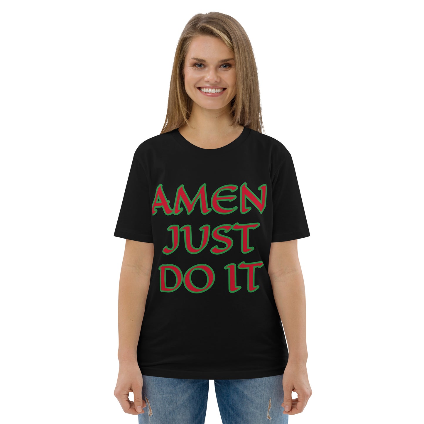 Just Do Amen Red/Green Unisex organic cotton t-shirt