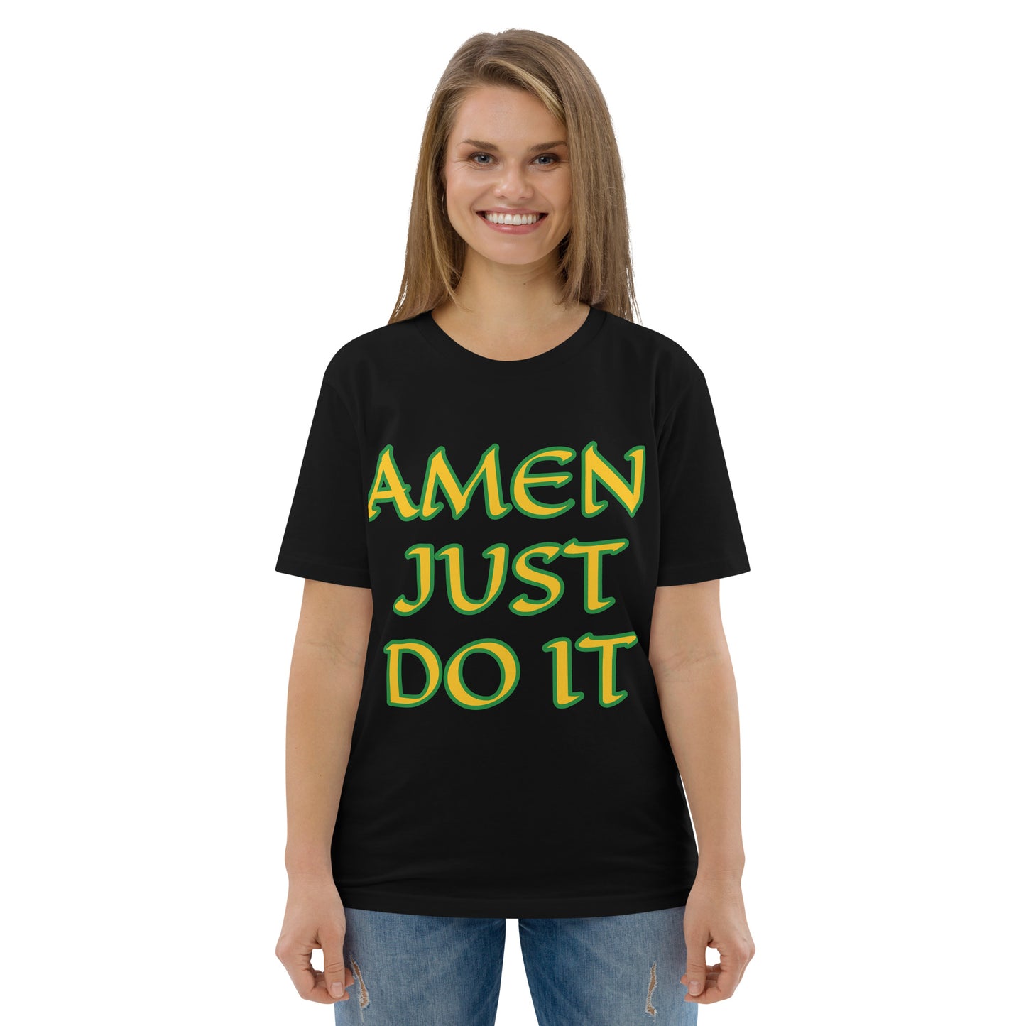 Just Do Amen  Green/Yellow Unisex organic cotton t-shirt