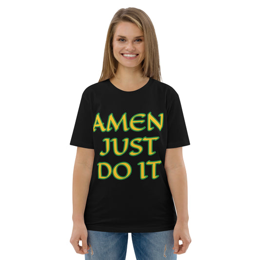 Just Do Amen  Green/Yellow Unisex organic cotton t-shirt