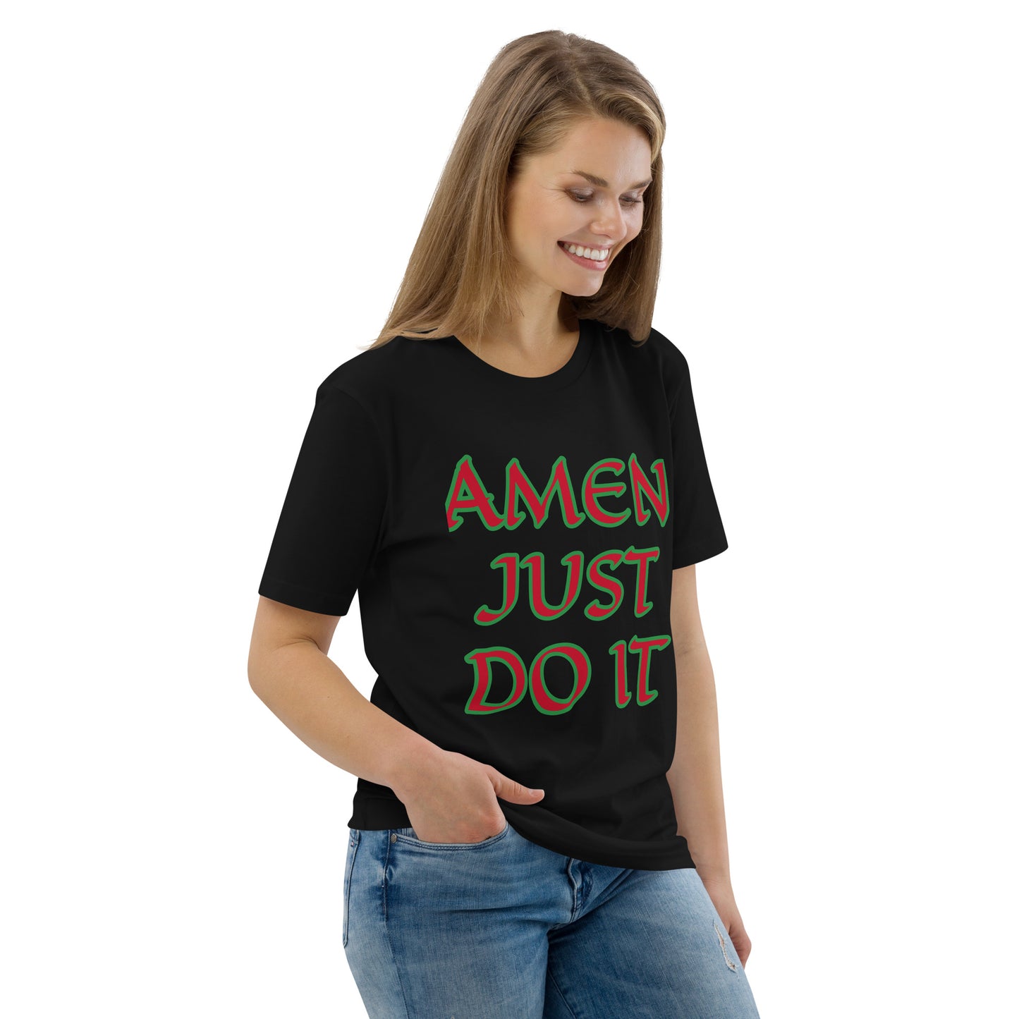 Just Do Amen Red/Green Unisex organic cotton t-shirt