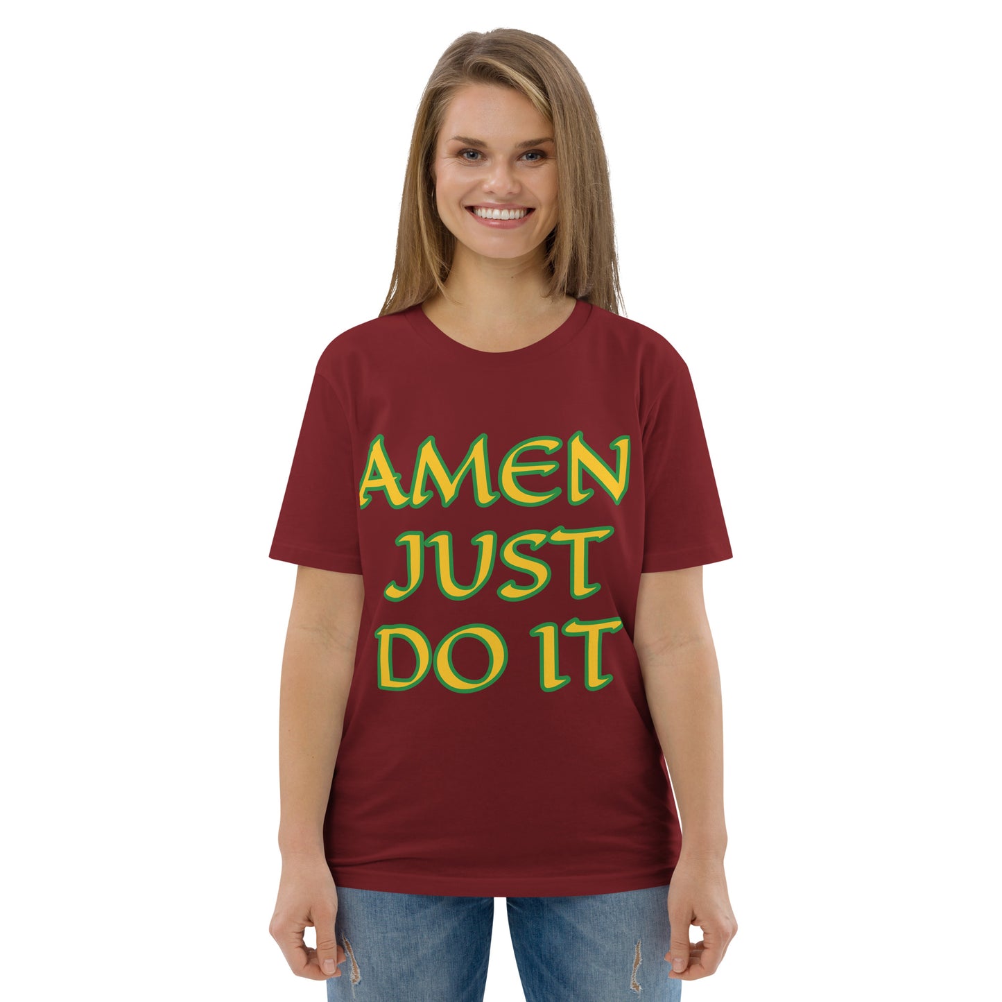 Just Do Amen  Green/Yellow Unisex organic cotton t-shirt