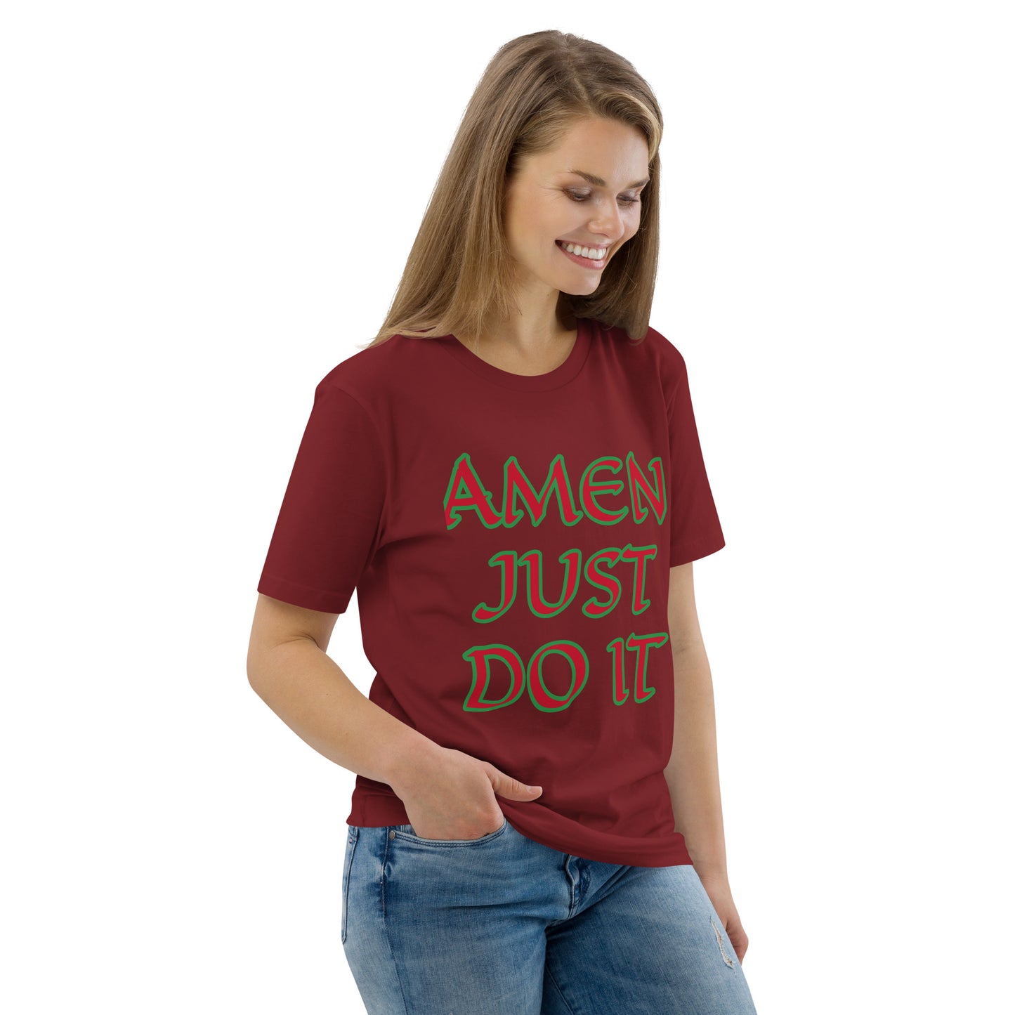 Just Do Amen Red/Green Unisex organic cotton t-shirt