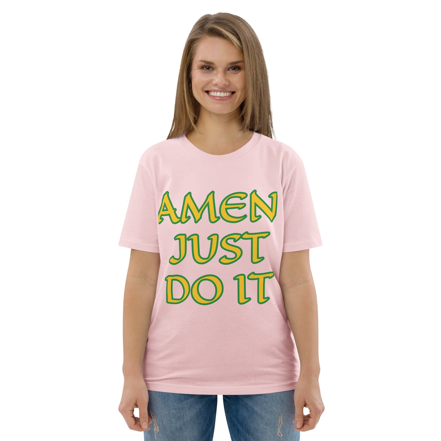 Just Do Amen  Green/Yellow Unisex organic cotton t-shirt