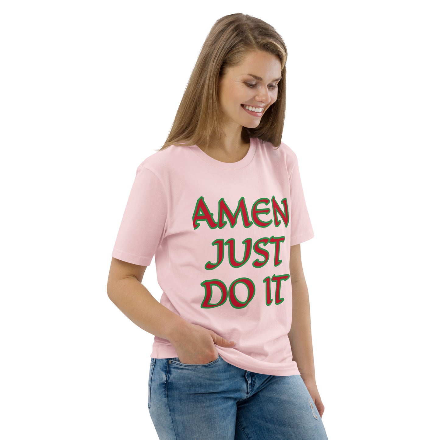 Just Do Amen Red/Green Unisex organic cotton t-shirt