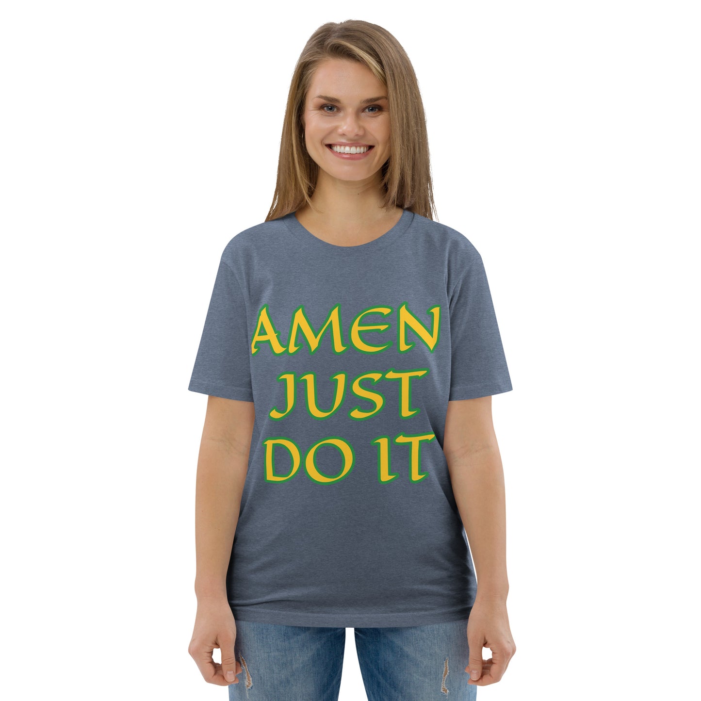 Just Do Amen  Green/Yellow Unisex organic cotton t-shirt