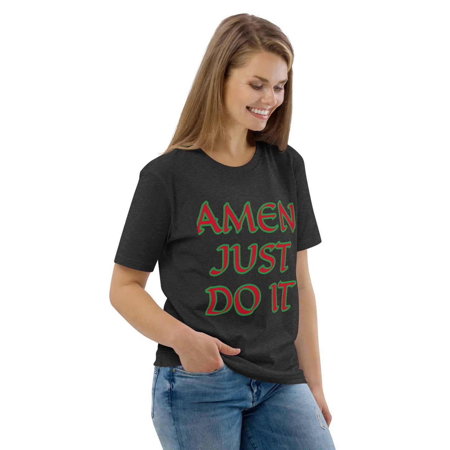 Just Do Amen Red/Green Unisex organic cotton t-shirt