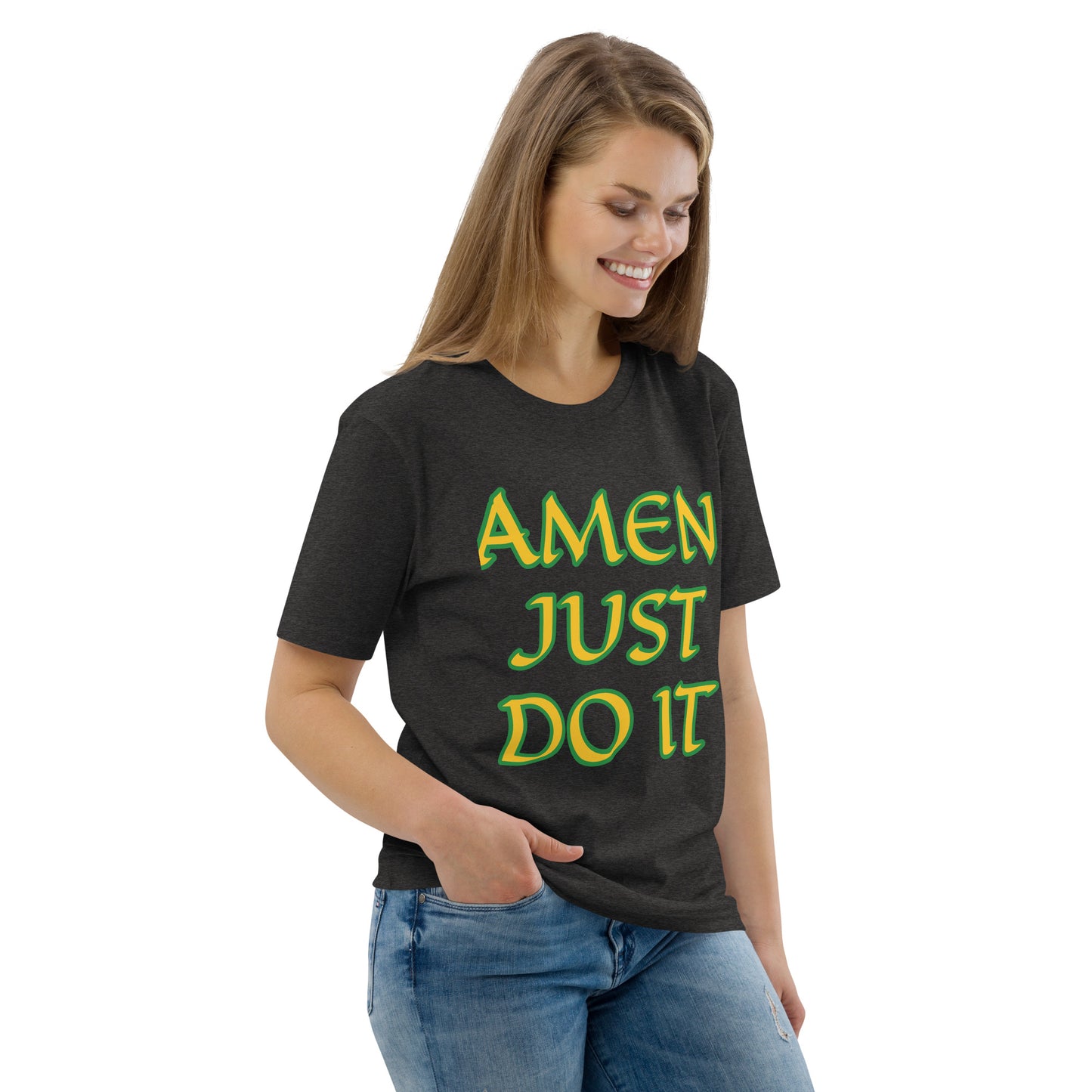 Just Do Amen  Green/Yellow Unisex organic cotton t-shirt