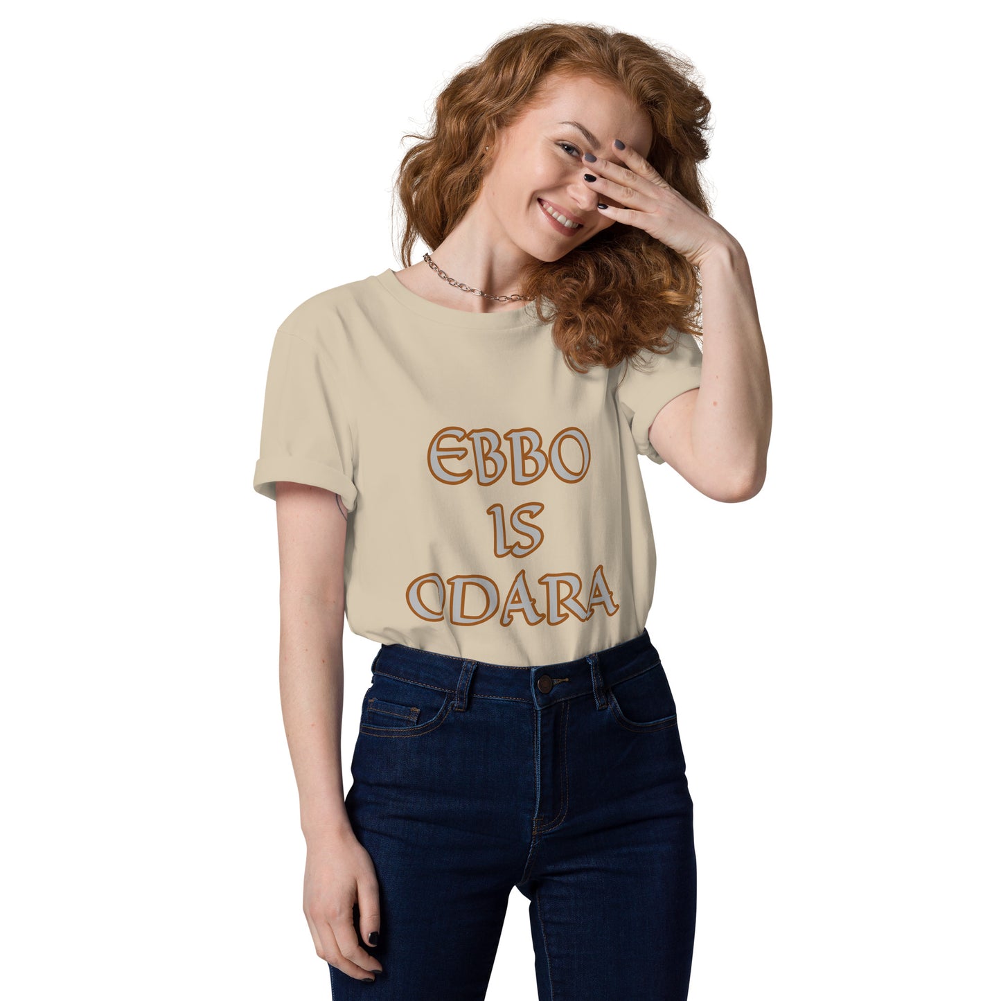 Ebbo is Odara Gold/Red Unisex organic cotton t-shirt