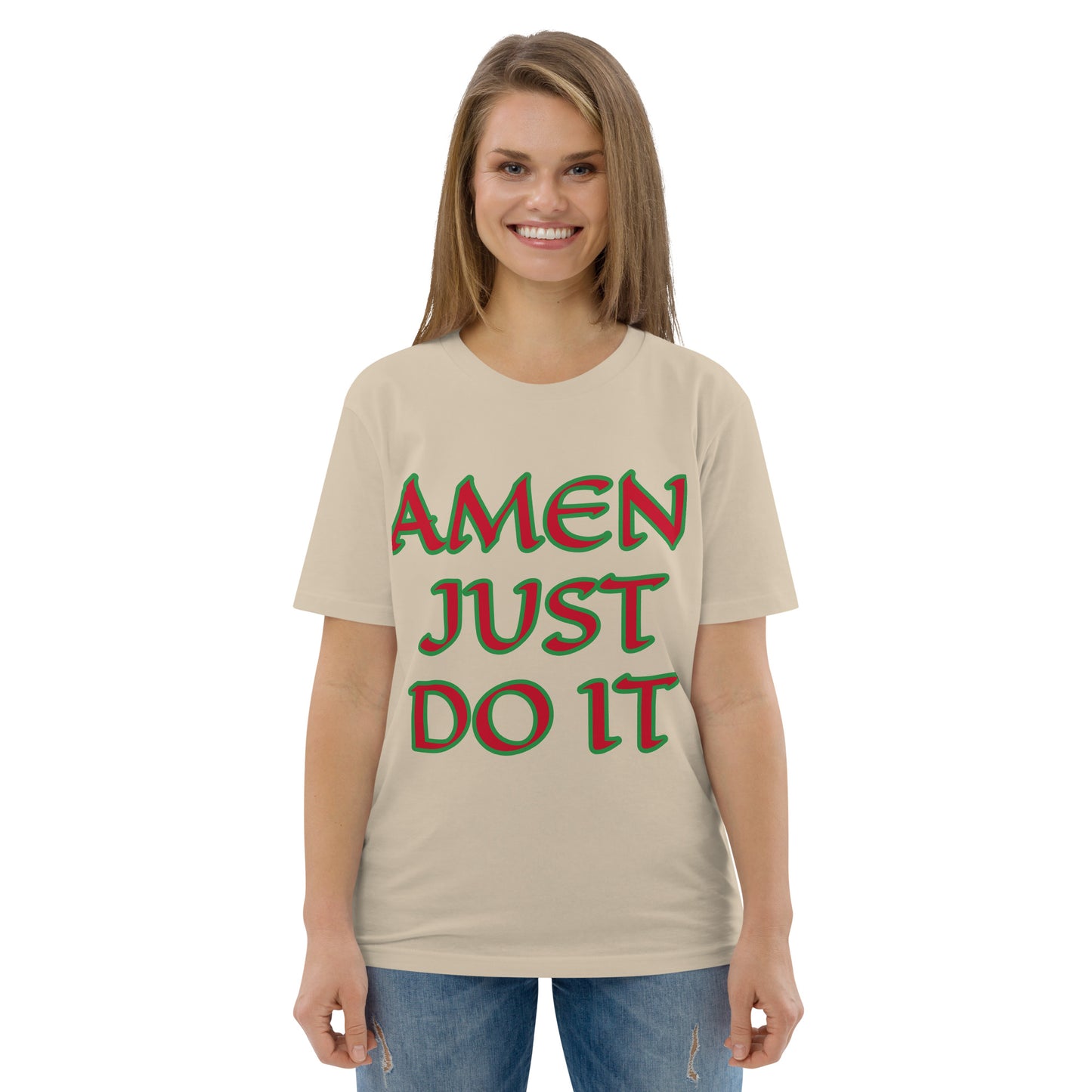 Just Do Amen Red/Green Unisex organic cotton t-shirt