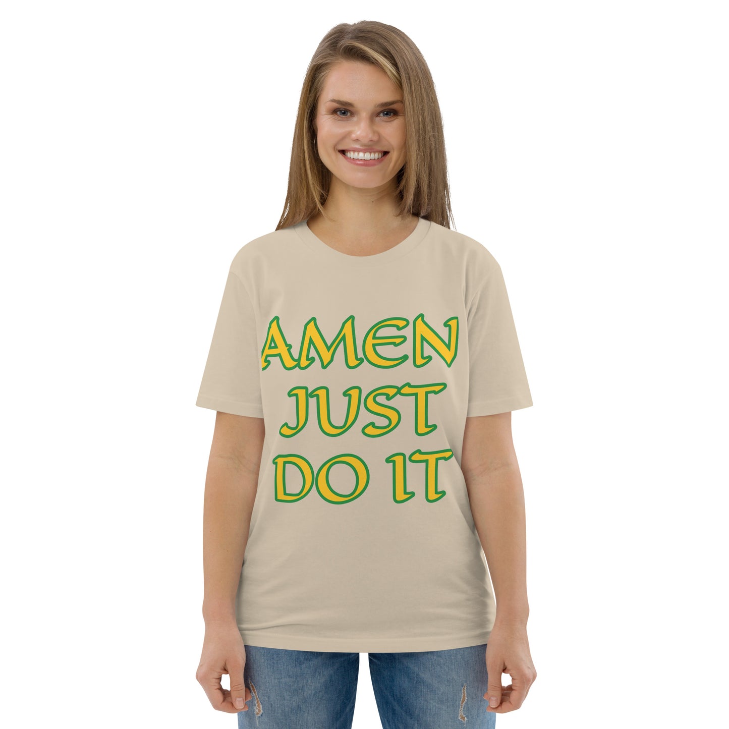 Just Do Amen  Green/Yellow Unisex organic cotton t-shirt