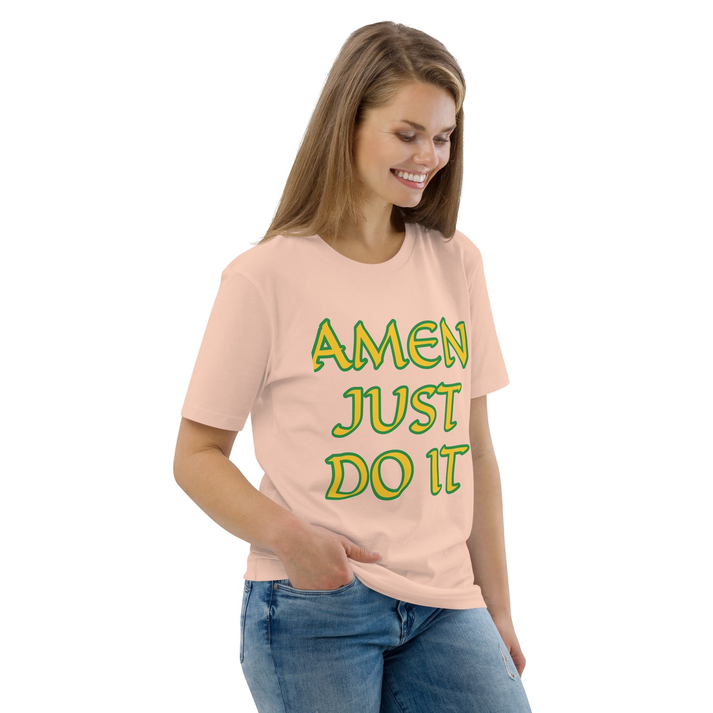 Just Do Amen  Green/Yellow Unisex organic cotton t-shirt