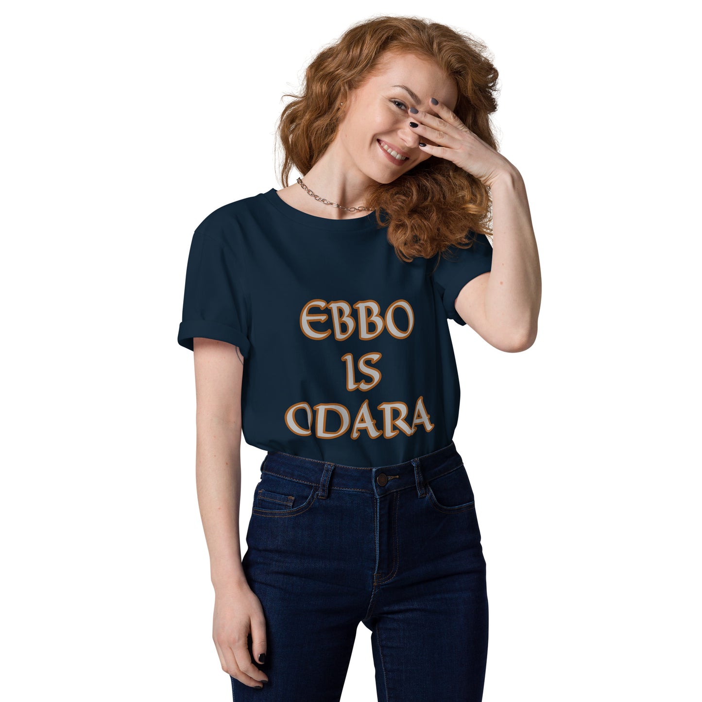 Ebbo is Odara Gold/Red Unisex organic cotton t-shirt