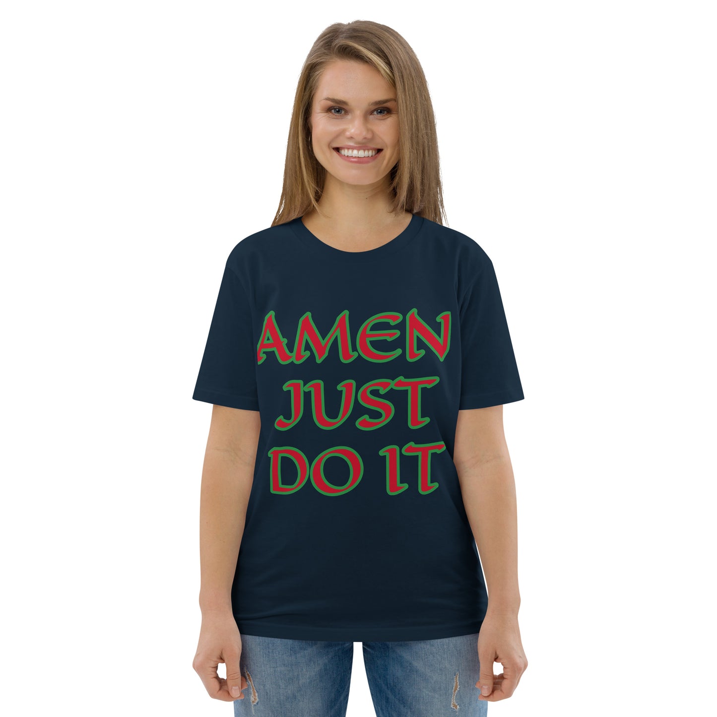 Just Do Amen Red/Green Unisex organic cotton t-shirt