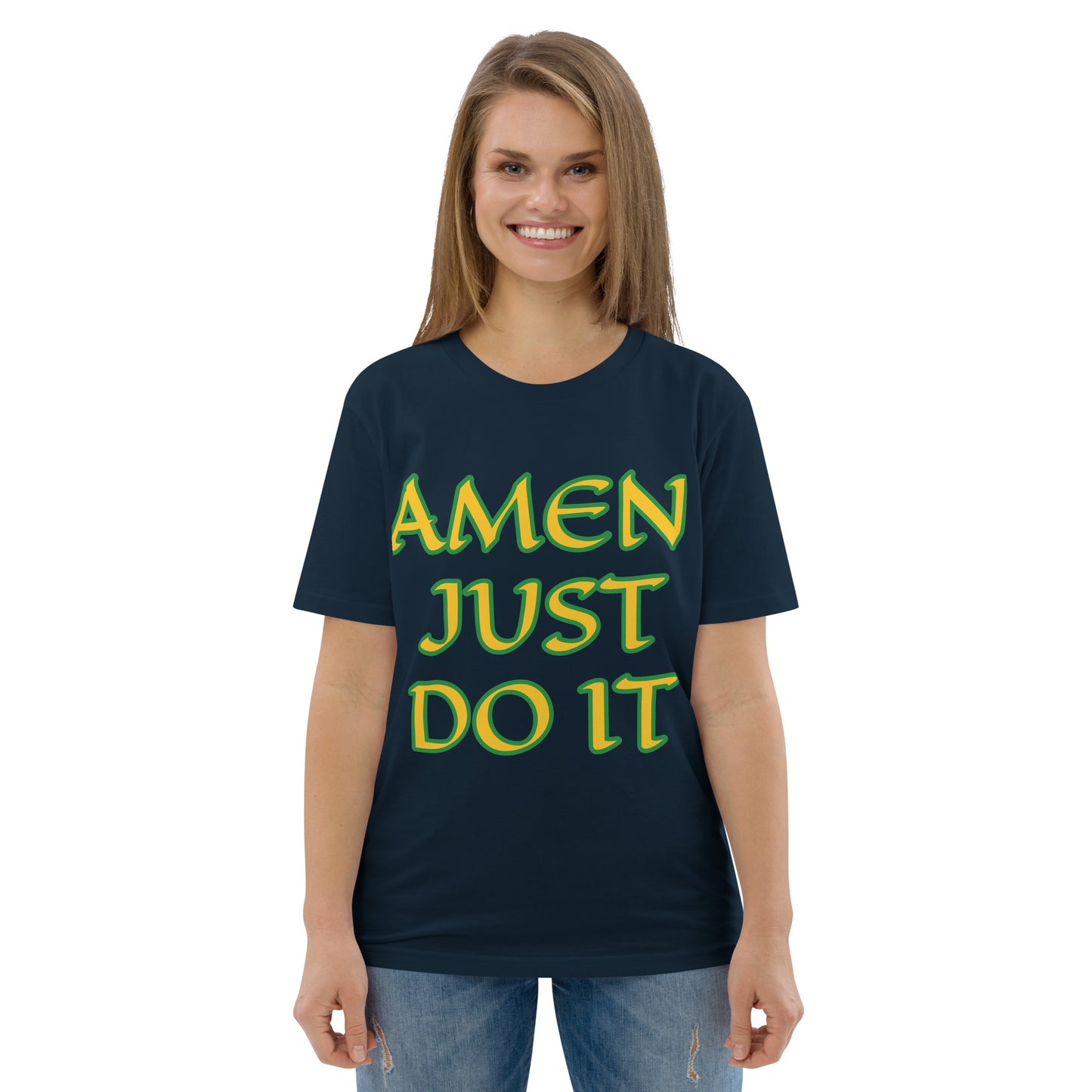 Just Do Amen  Green/Yellow Unisex organic cotton t-shirt