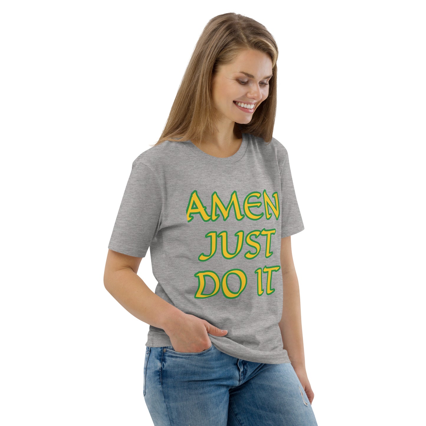 Just Do Amen  Green/Yellow Unisex organic cotton t-shirt