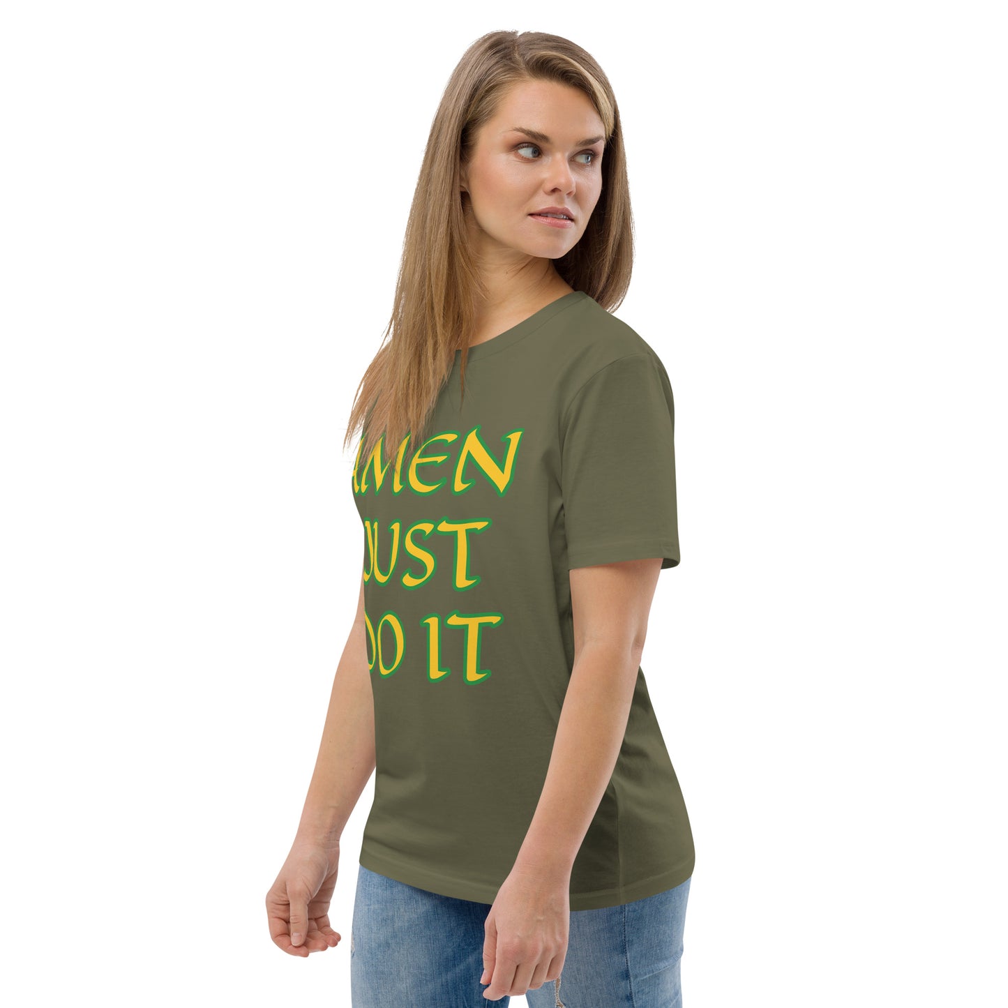 Just Do Amen  Green/Yellow Unisex organic cotton t-shirt