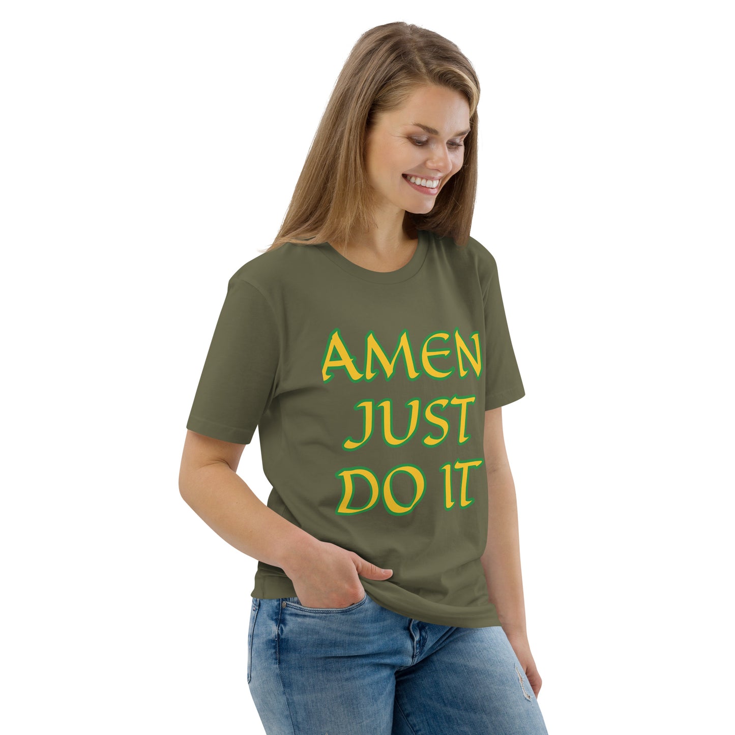 Just Do Amen  Green/Yellow Unisex organic cotton t-shirt