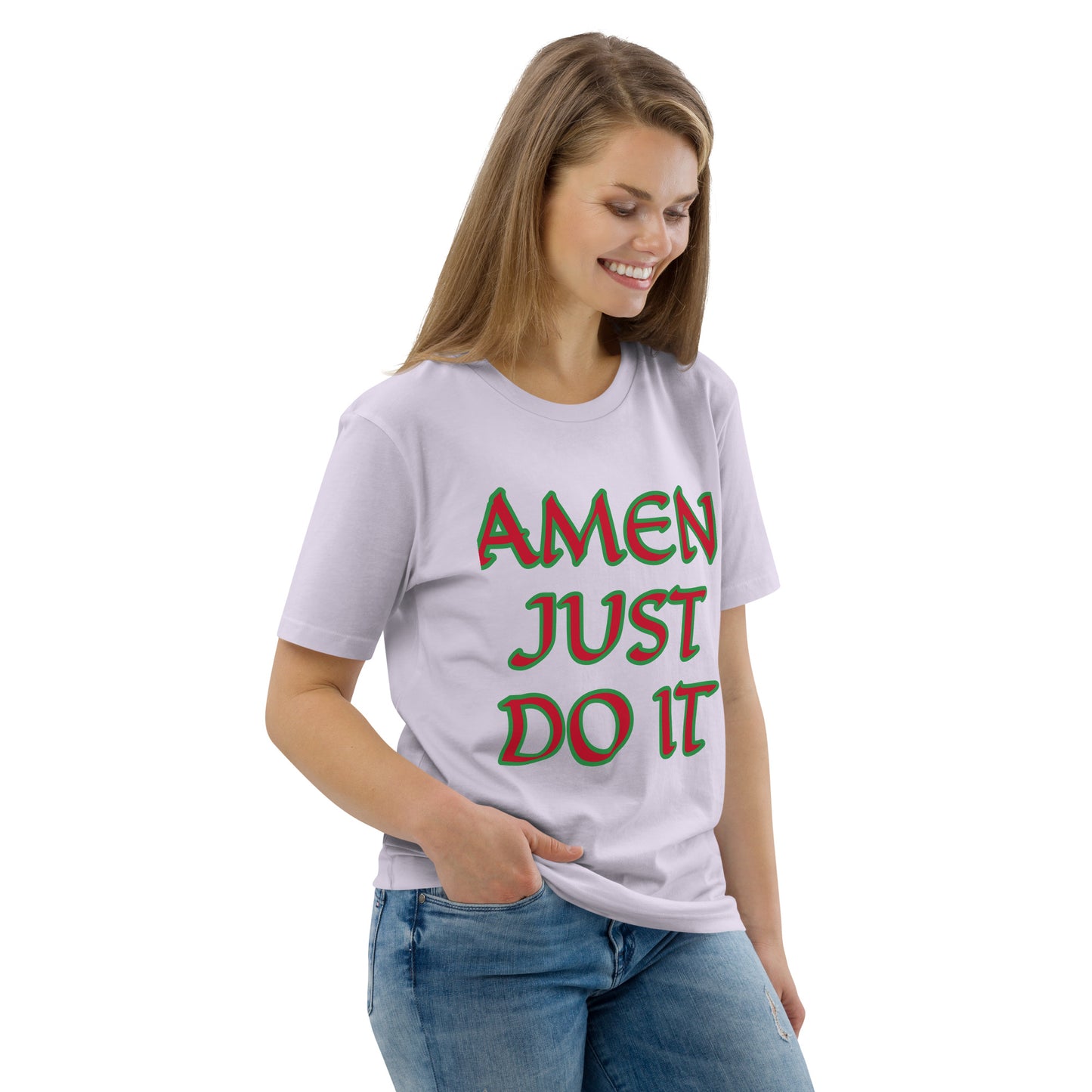 Just Do Amen Red/Green Unisex organic cotton t-shirt