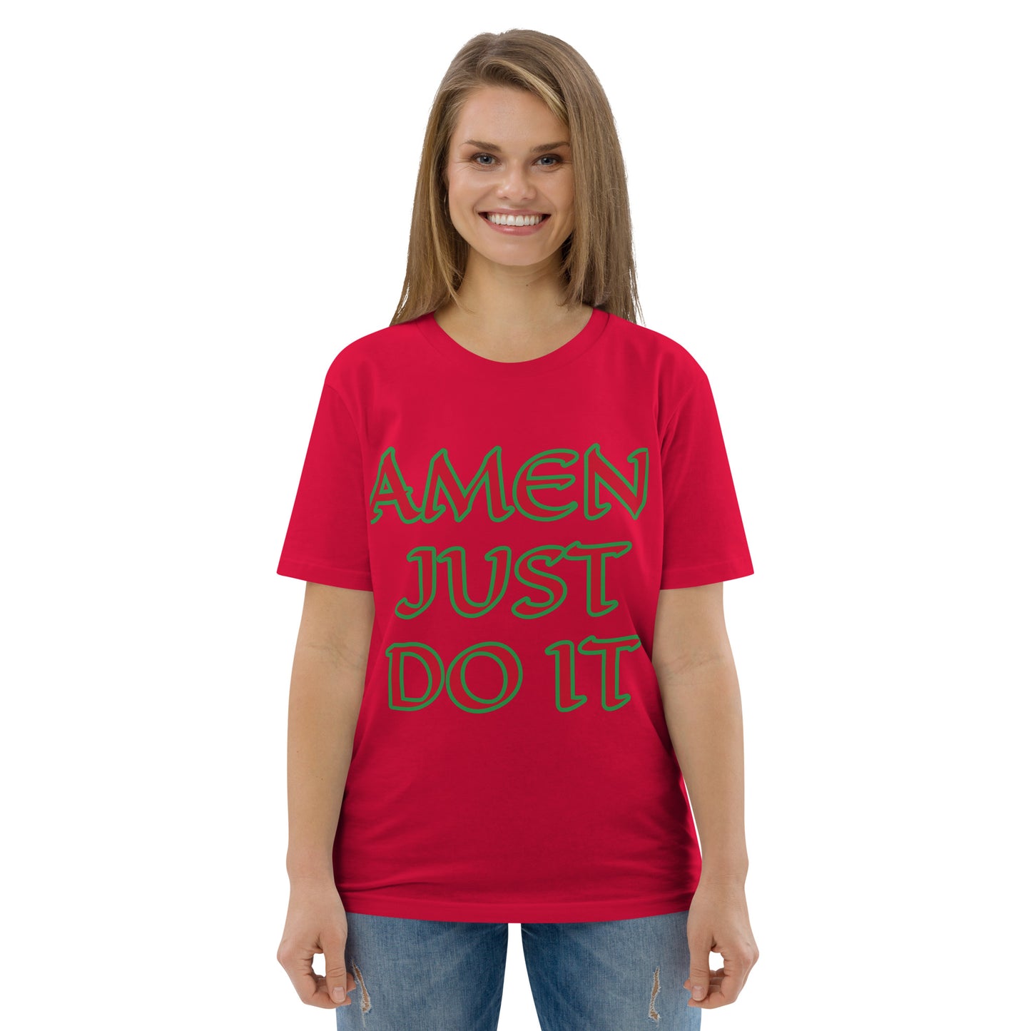 Just Do Amen Red/Green Unisex organic cotton t-shirt