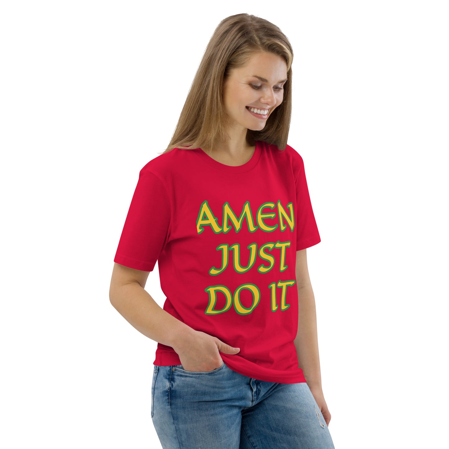 Just Do Amen  Green/Yellow Unisex organic cotton t-shirt