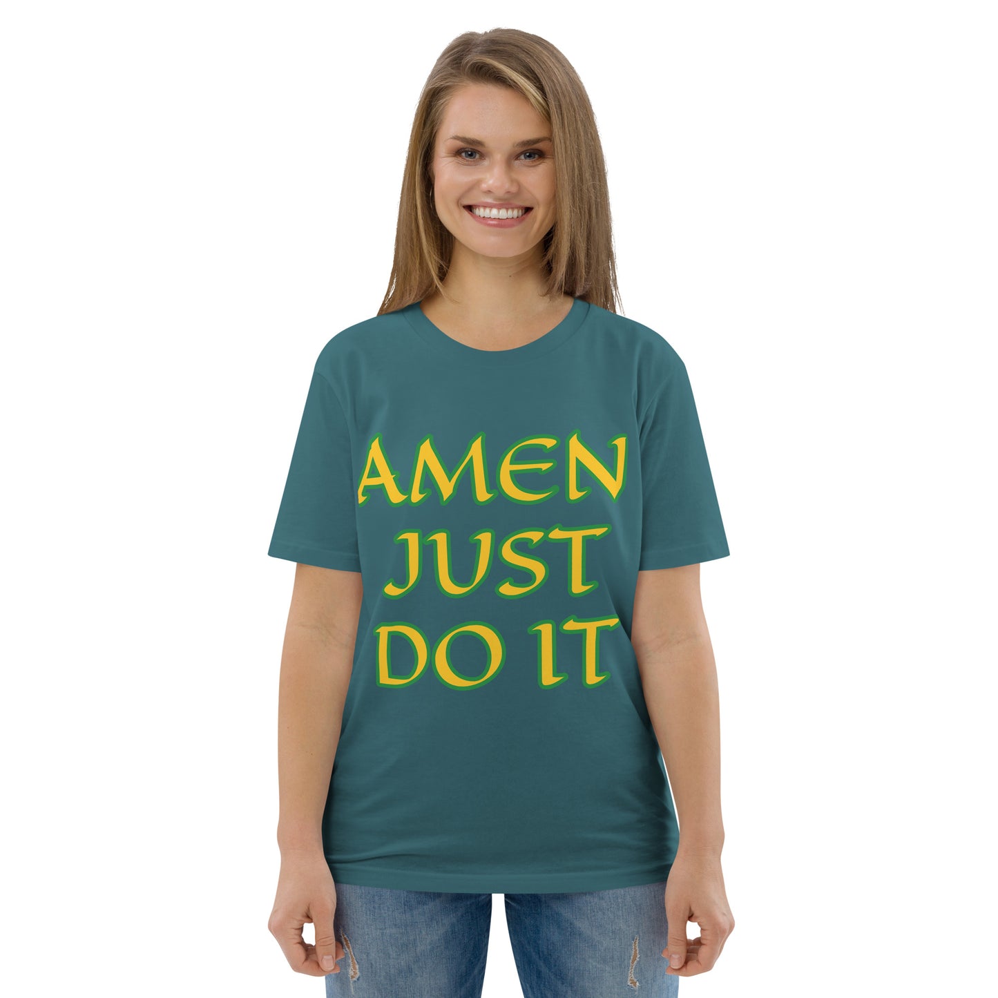 Just Do Amen  Green/Yellow Unisex organic cotton t-shirt