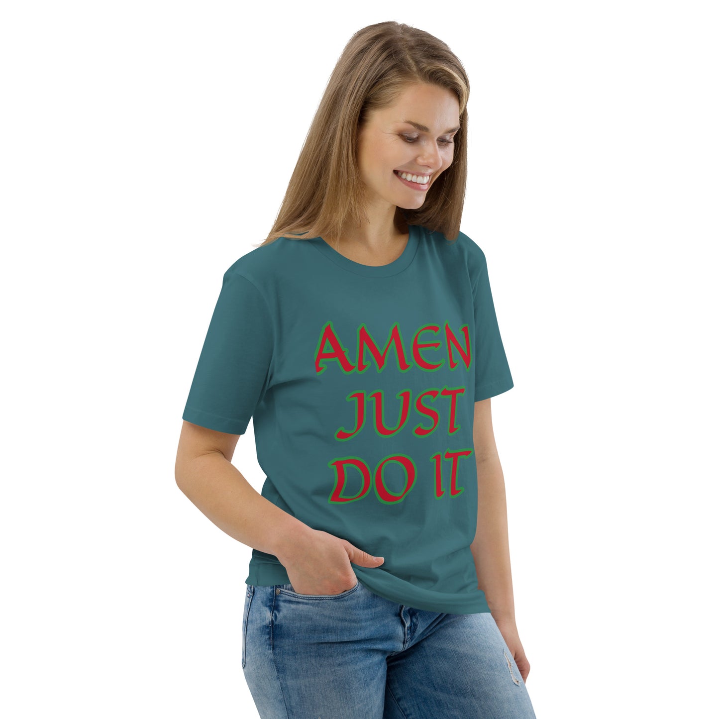 Just Do Amen Red/Green Unisex organic cotton t-shirt