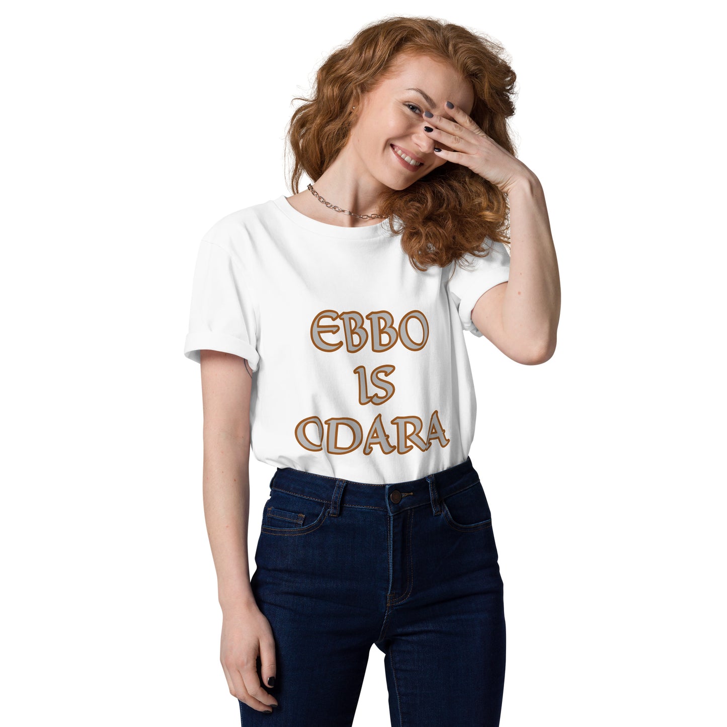 Ebbo is Odara Gold/Red Unisex organic cotton t-shirt