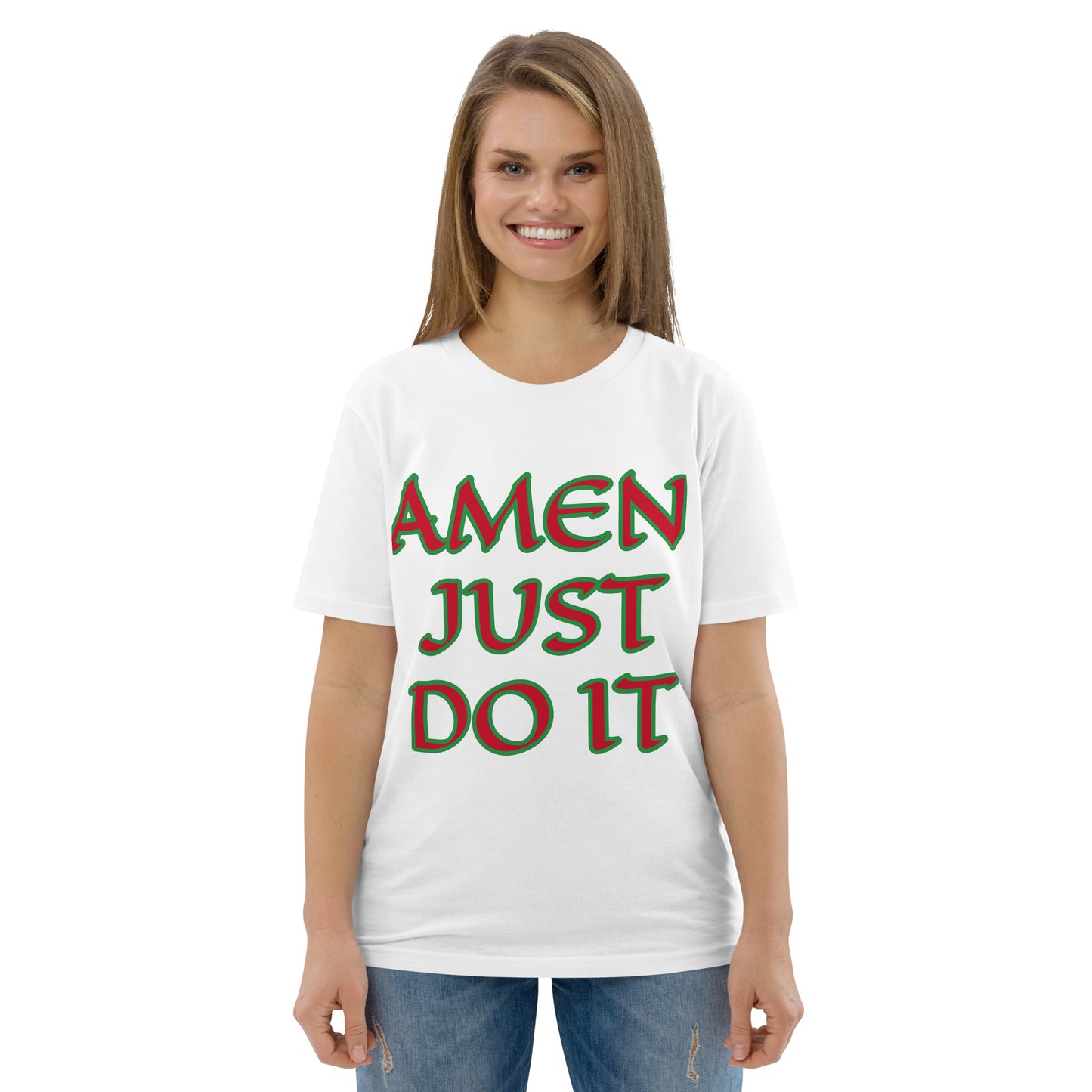 Just Do Amen Red/Green Unisex organic cotton t-shirt