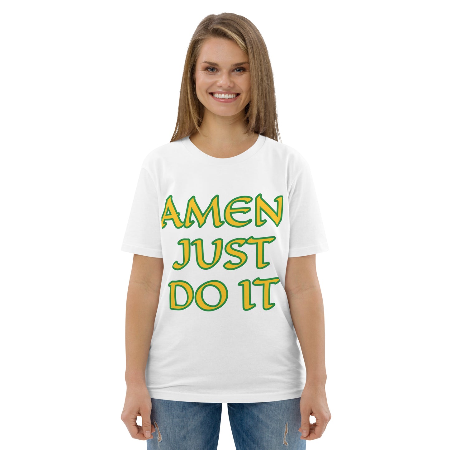 Just Do Amen  Green/Yellow Unisex organic cotton t-shirt