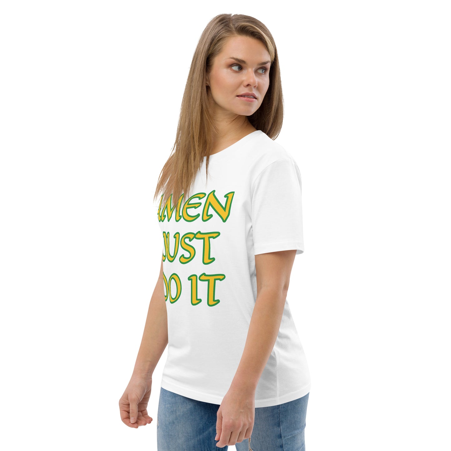 Just Do Amen  Green/Yellow Unisex organic cotton t-shirt