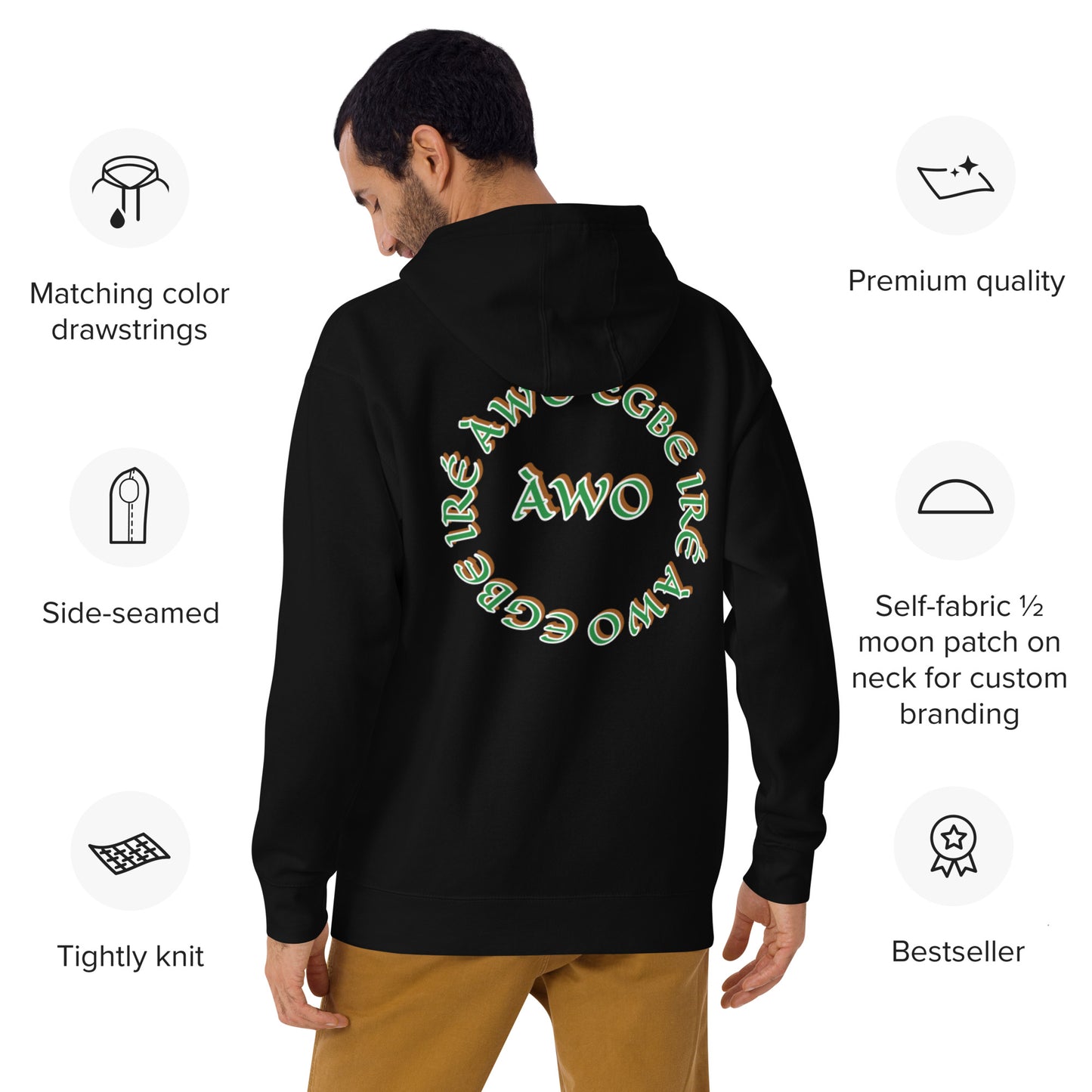 Egbe Iré ÀWO Signature Logo 6 Ifa Isese ÀWO Embroidered Unisex Hoodie