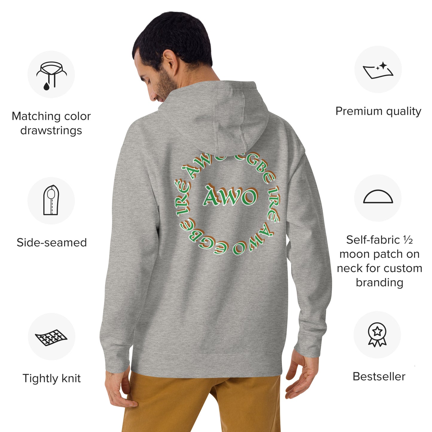 Egbe Iré ÀWO Signature Logo 6 Ifa Isese ÀWO Embroidered Unisex Hoodie