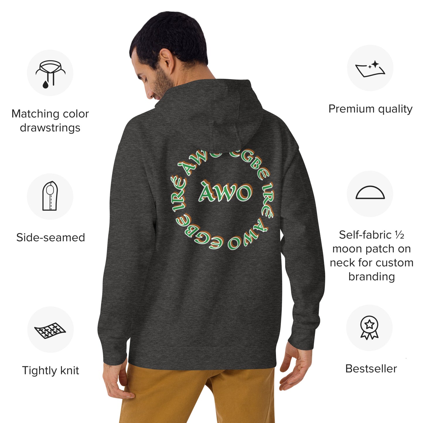 Egbe Iré ÀWO Signature Logo 6 Ifa Isese ÀWO Embroidered Unisex Hoodie