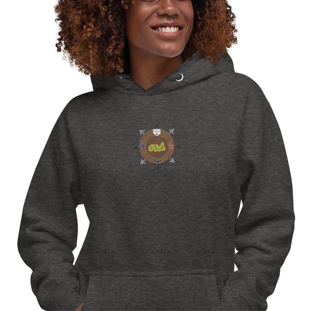 Egbe Iré ÀWO Signature Logo 6 Ifa Lucumi ÌYANIFÁ Embroidered Unisex Hoodie