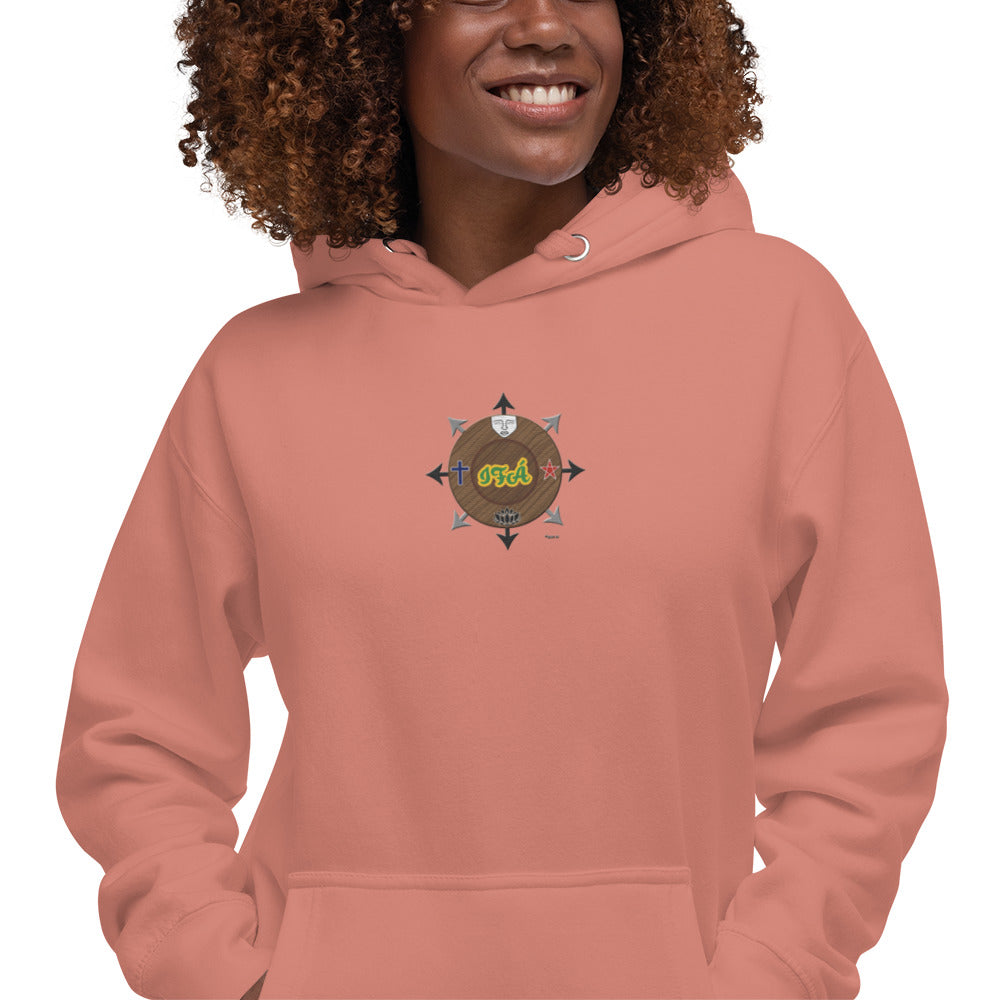 Egbe Iré ÀWO Signature Logo 6 Ifa Lucumi ÌYANIFÁ Embroidered Unisex Hoodie