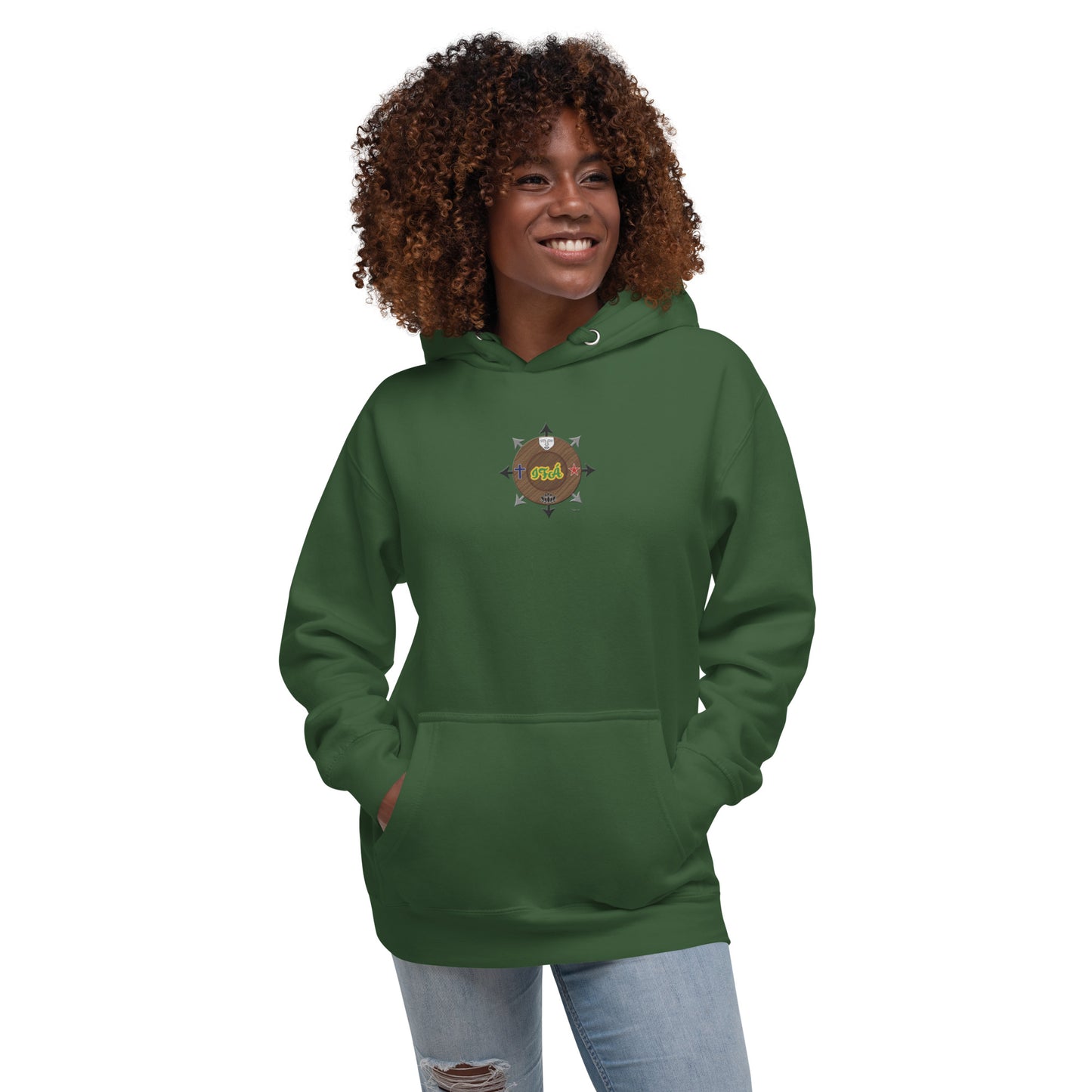 Egbe Iré ÀWO Signature Logo 6 Ifa Lucumi ÌYANIFÁ Embroidered Unisex Hoodie