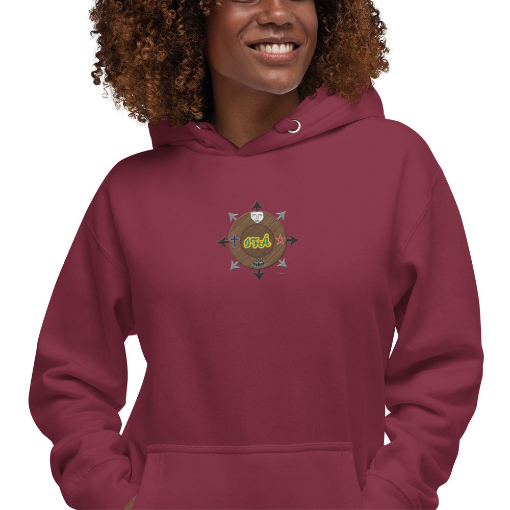 Egbe Iré ÀWO Signature Logo 6 Ifa Lucumi ÌYANIFÁ Embroidered Unisex Hoodie