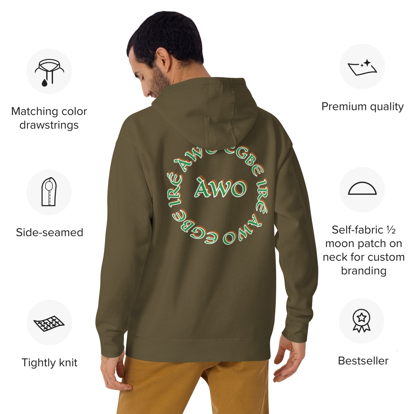 Egbe Iré ÀWO Signature Logo 6 Ifa Isese ÀWO Embroidered Unisex Hoodie