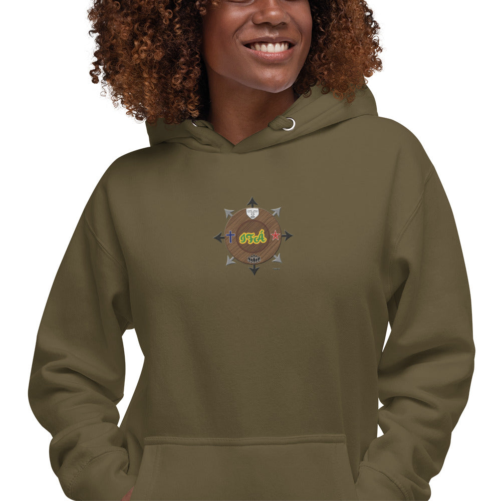 Egbe Iré ÀWO Signature Logo 6 Ifa Lucumi ÌYANIFÁ Embroidered Unisex Hoodie