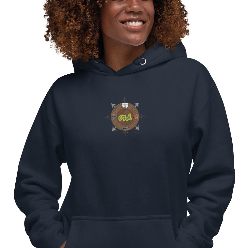 Egbe Iré ÀWO Signature Logo 6 Ifa Lucumi ÌYANIFÁ Embroidered Unisex Hoodie