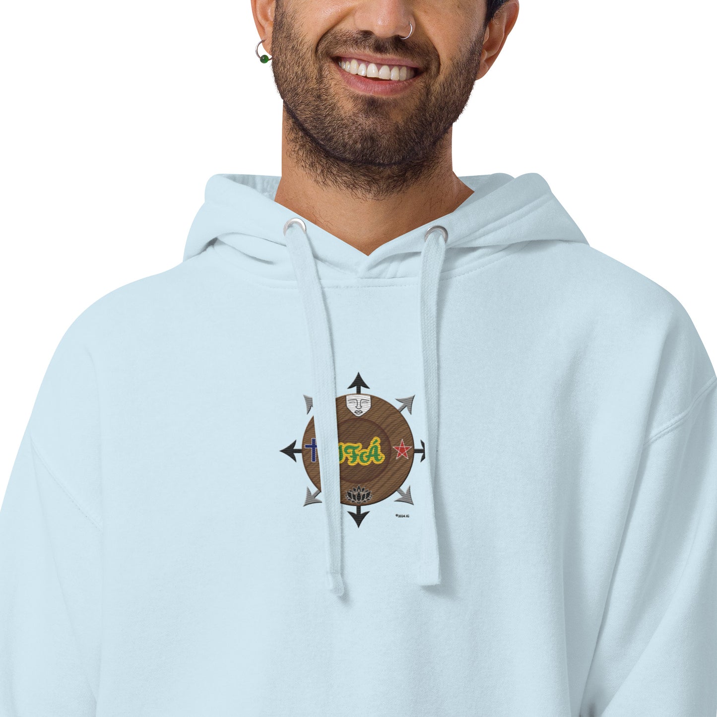 Egbe Iré ÀWO Signature Logo 6 Ifa Lucumi ÀWO Embroidered Unisex Hoodie