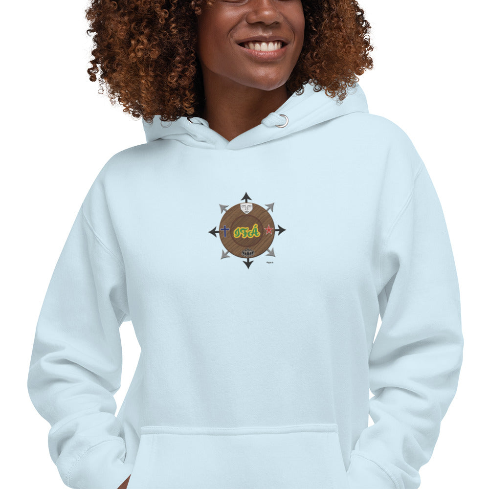 Egbe Iré ÀWO Signature Logo 6 Ifa Lucumi ÌYANIFÁ Embroidered Unisex Hoodie