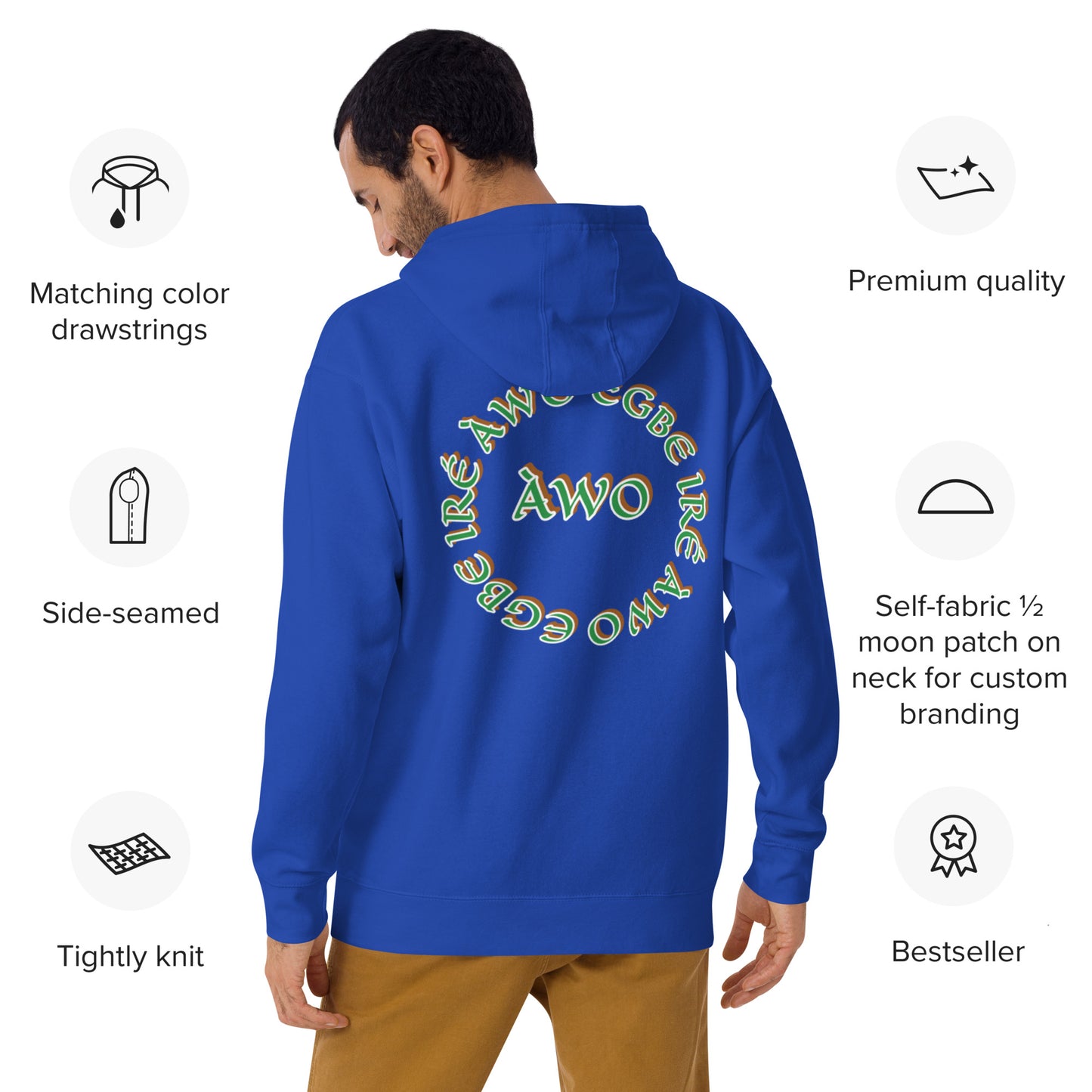 Egbe Iré ÀWO Signature Logo 6 Ifa Isese ÀWO Embroidered Unisex Hoodie